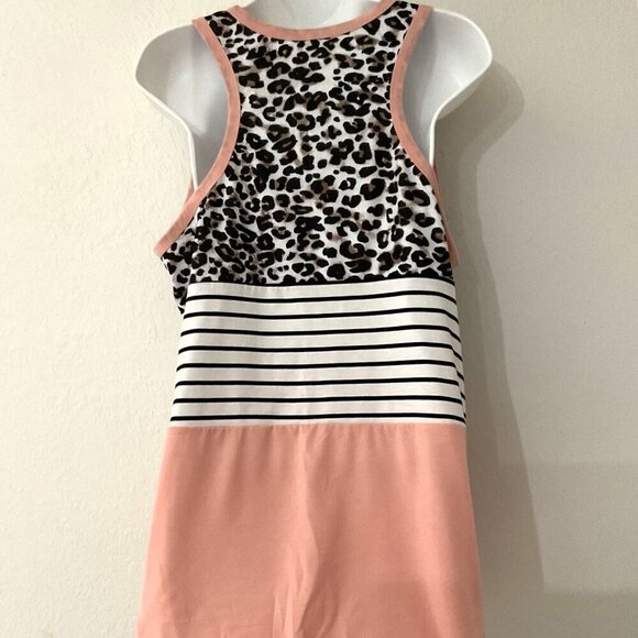 NEW LEOPARD & STRIPES COLOR BLOCK RACERBACK TANK - Picture 6 of 12